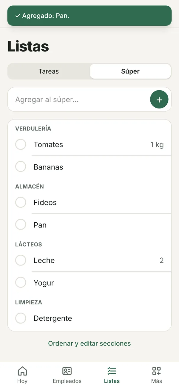Una lista del súper que ve toda la familia